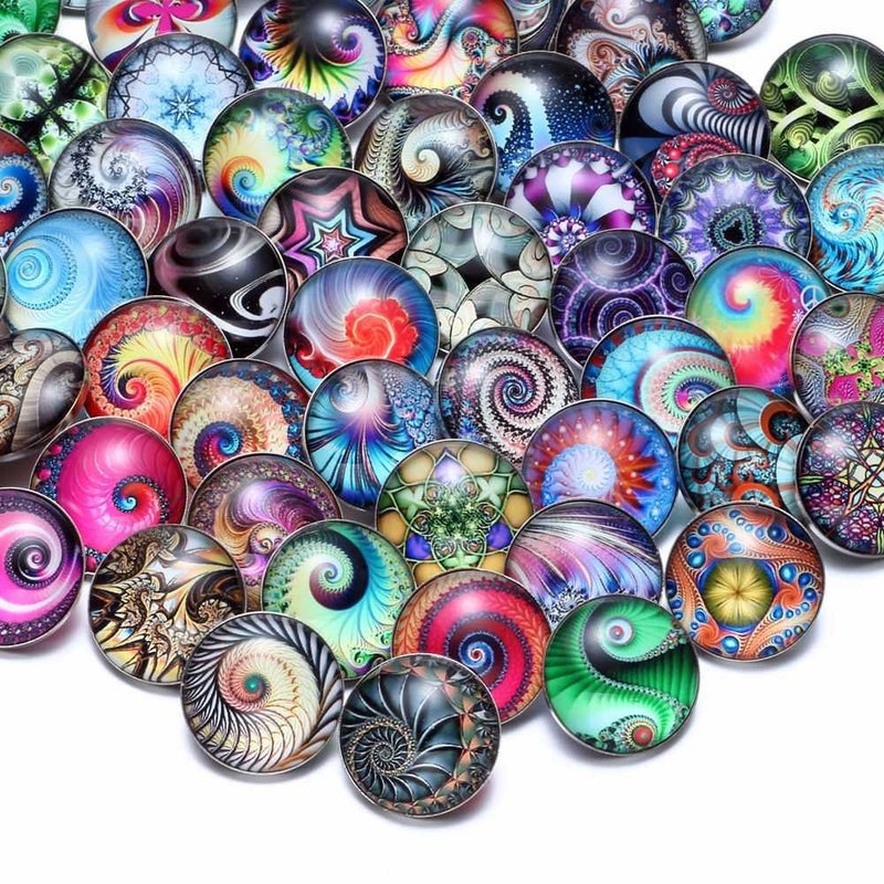 Coeufuedy 50 PCS Snap Jewelry Charms 18mm Interchangeable Jewelry Snap Charms,Snap Charms for Snap Jewelry Bracelet,Glass Snap Buttons Jewelry â€¦ - Image 1